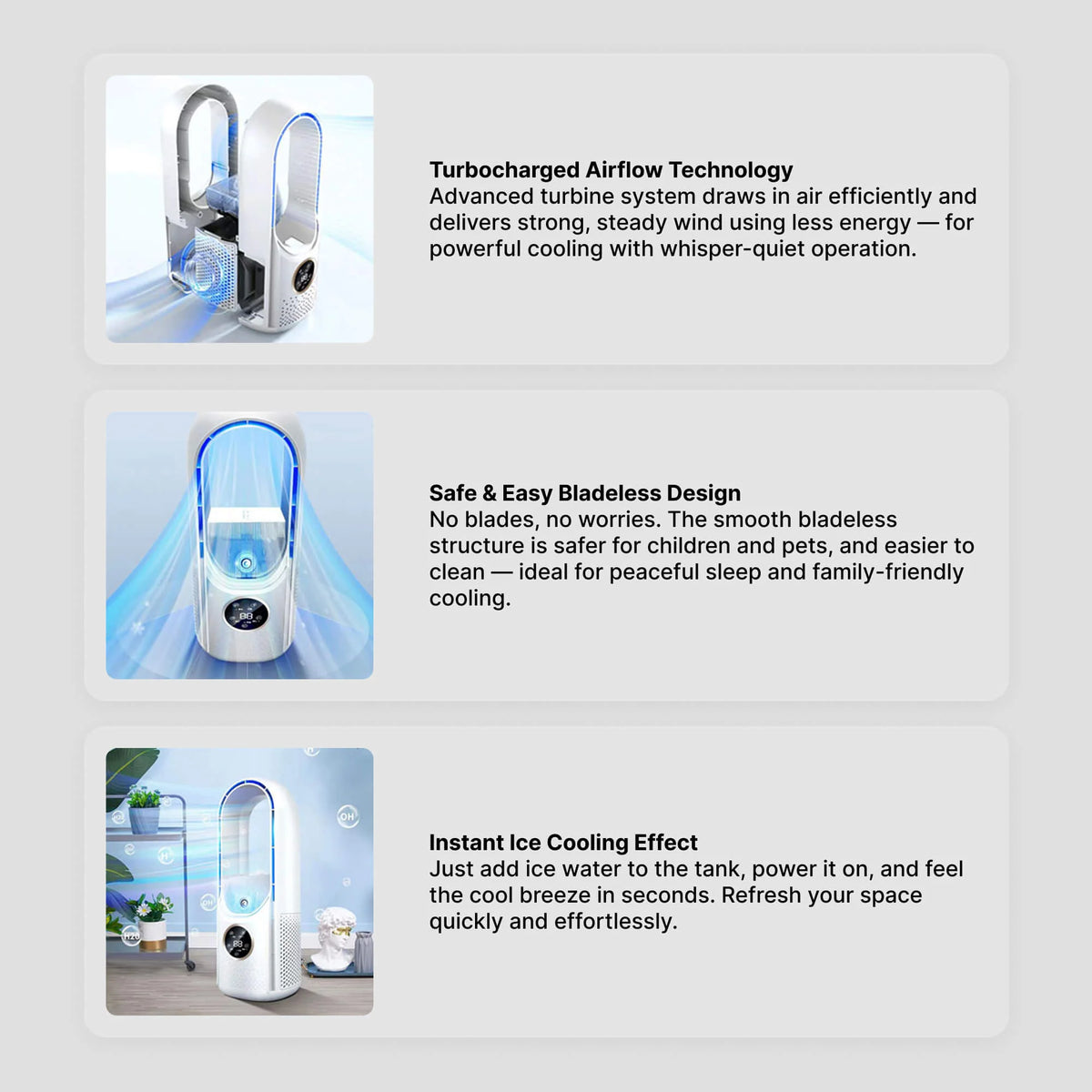 Portable Air Cooler Silent Bladeless USB-Powered
