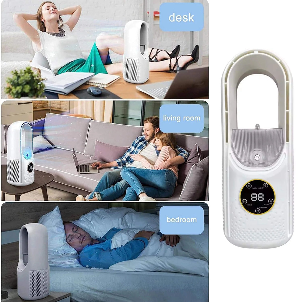 Portable Air Cooler Silent Bladeless USB-Powered