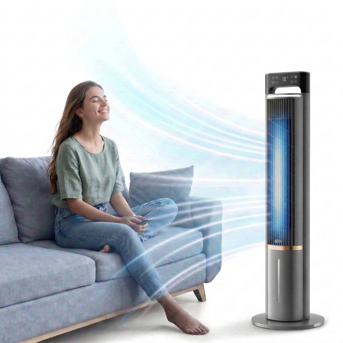 Portable Air Cooler Slim Quiet Remote & 12-Hour Timer