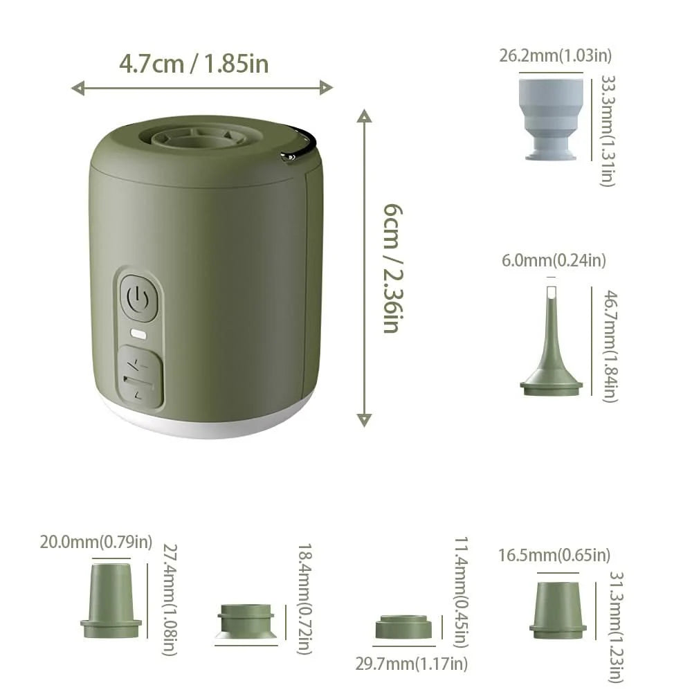 Portable Air Pump Rechargeable Built-In LED Light