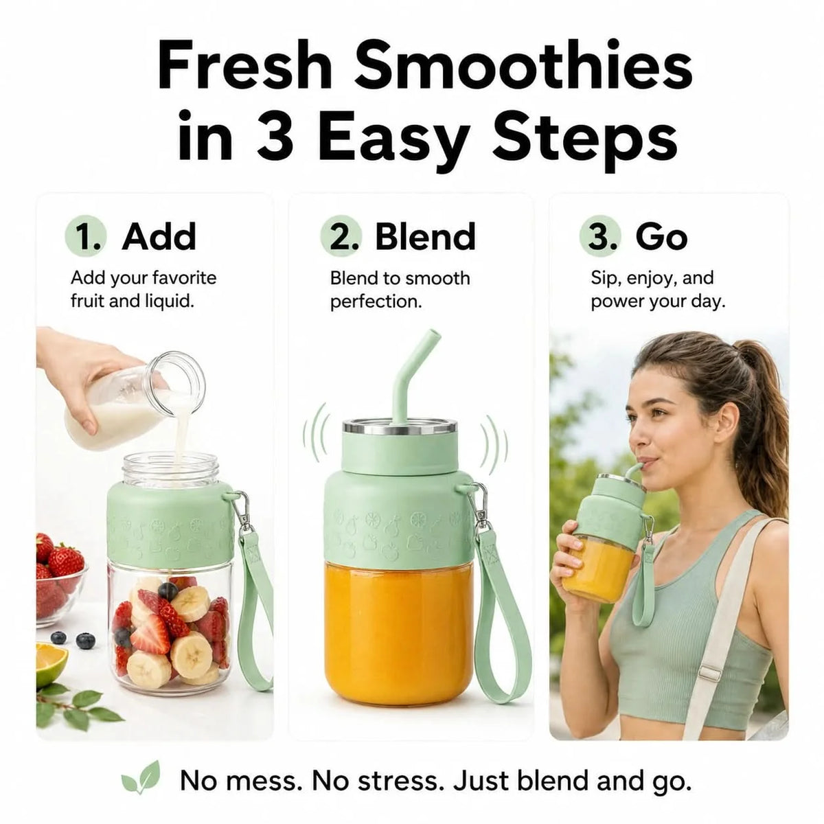 Portable Blender 10 Blade Stainless Steel USB Rechargeable