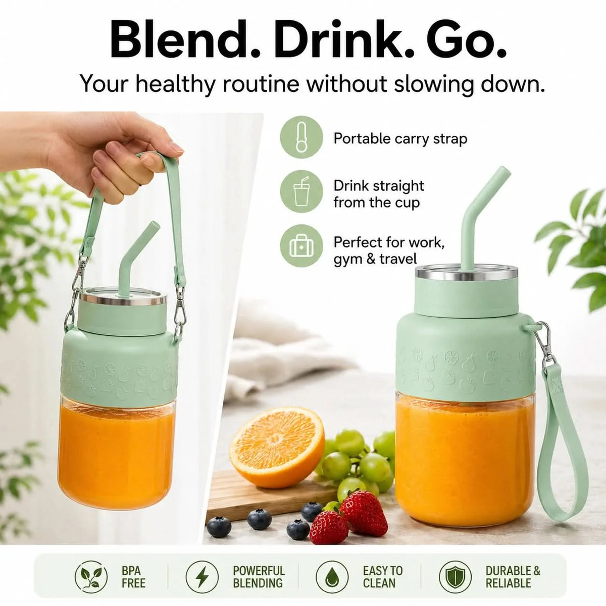 Portable Blender 10 Blade Stainless Steel USB Rechargeable