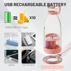 Portable Blender Rechargeable Stainless Steel Blades 350ml
