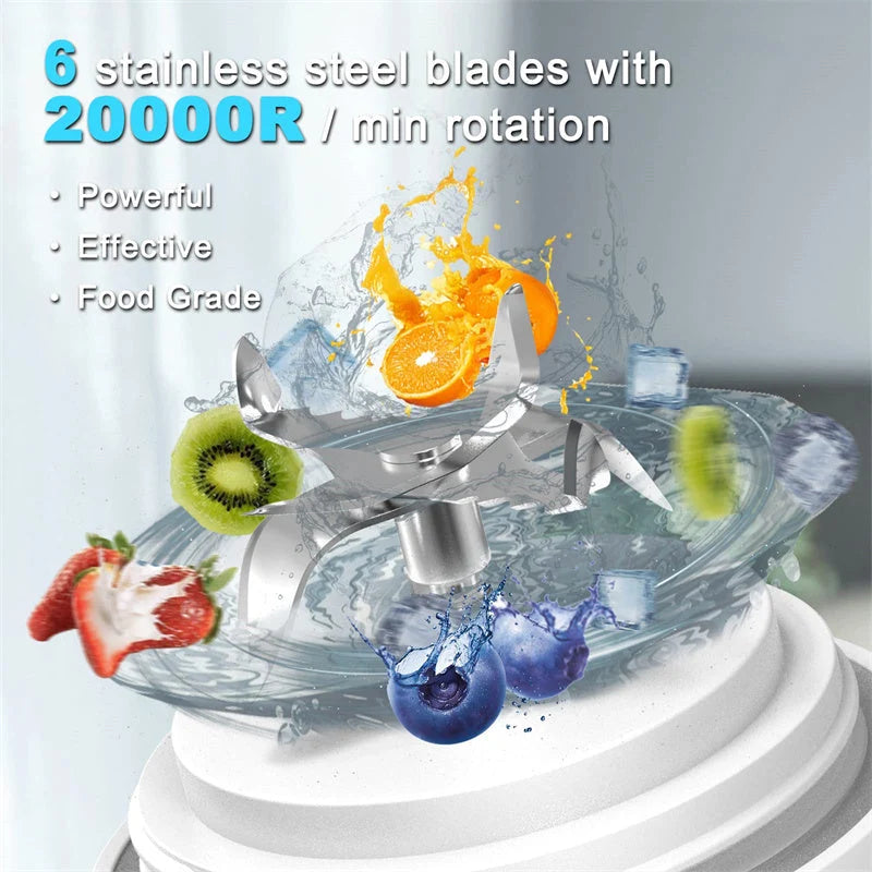 Portable Blender USB Type-C 600ml Stainless Steel Blades