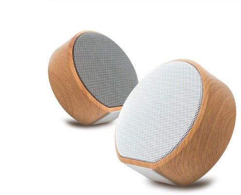 Portable Bluetooth Speaker Mini Wood Finish Built In Microphone