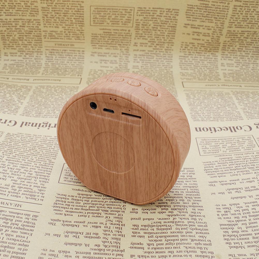 Portable Bluetooth Speaker Mini Wood Finish Built In Microphone