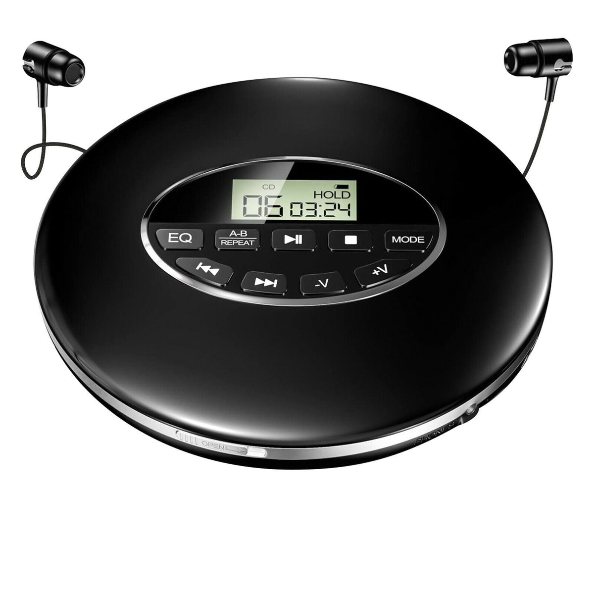 Portable CD Player Anti-Skip LCD Headphone Jack