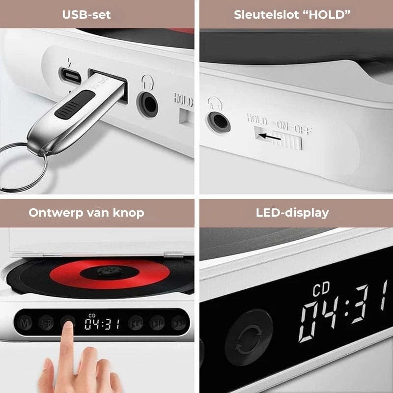 Portable CD Player Bluetooth 5.3 & USB-C Charging