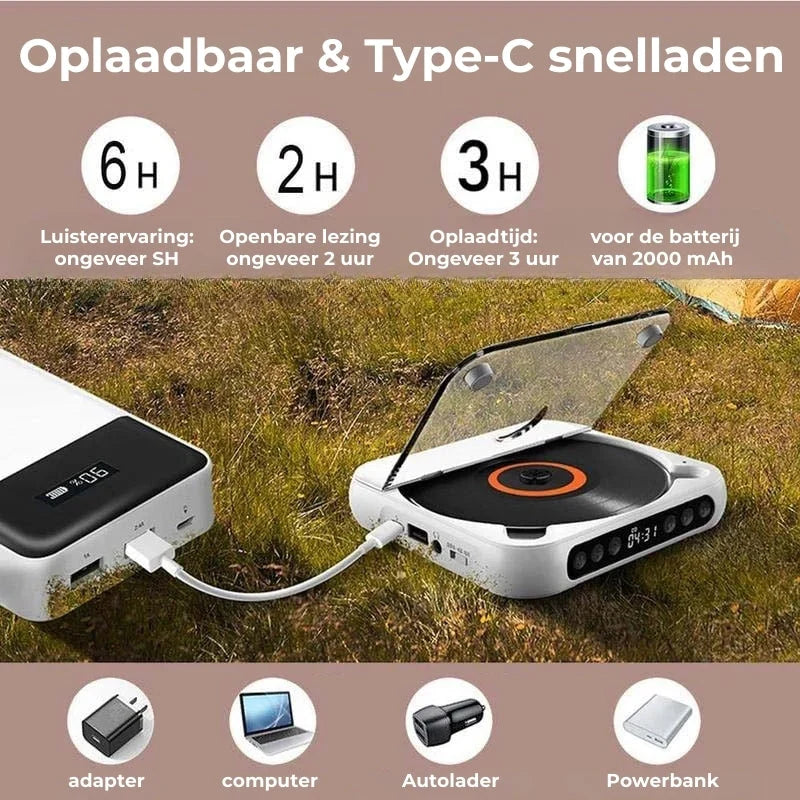 Portable CD Player Bluetooth 5.3 & USB-C Charging