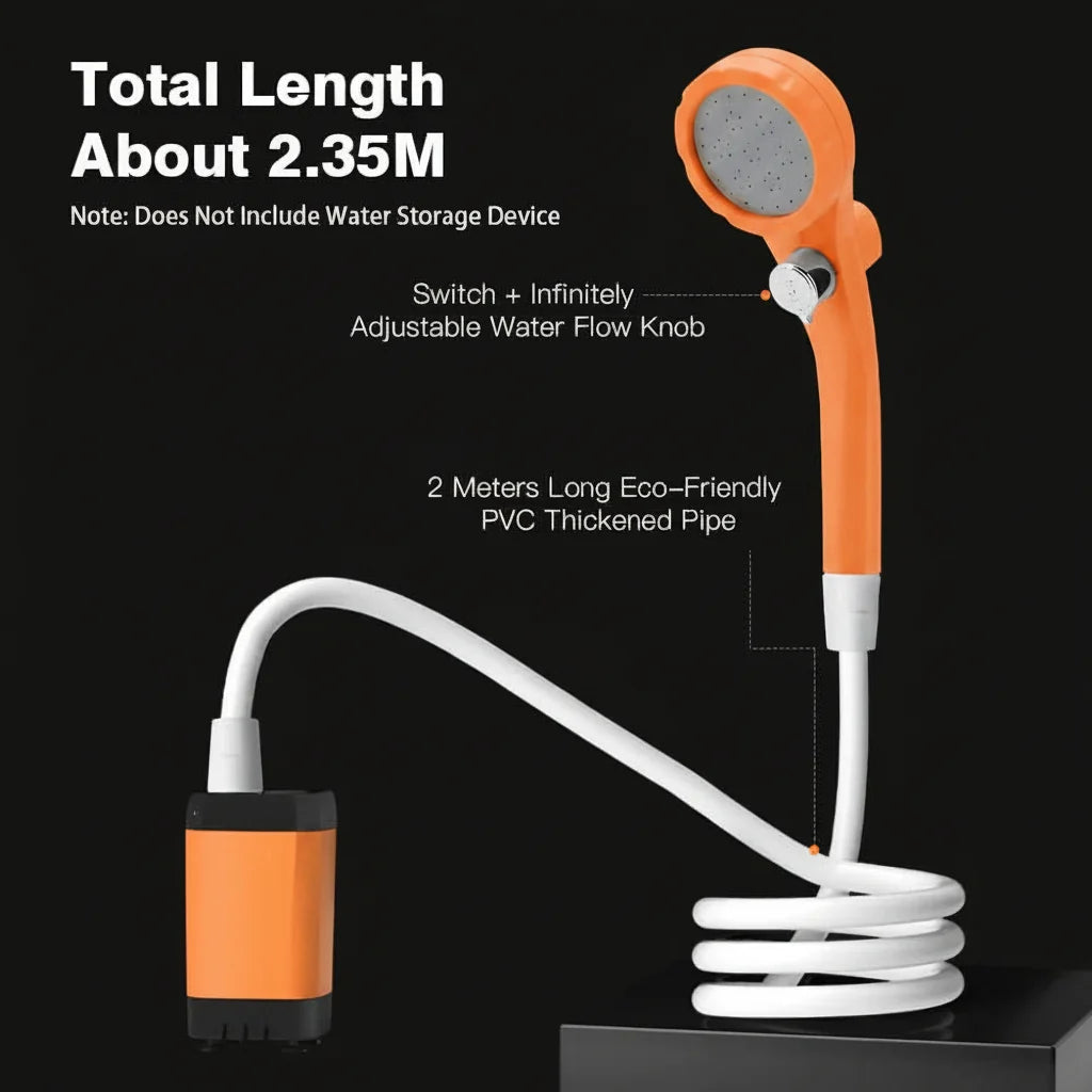 Portable Camping Shower Pump Pressure-Boosting Digital Display 6000mAh