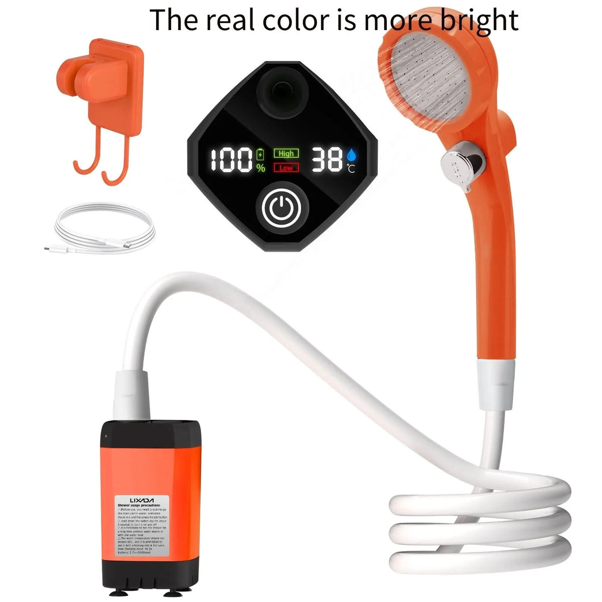 Portable Camping Shower Pump Pressure-Boosting Digital Display 6000mAh
