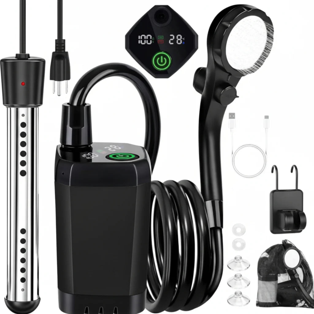 Portable Camping Shower Pump Pressure-Boosting Digital Display 6000mAh