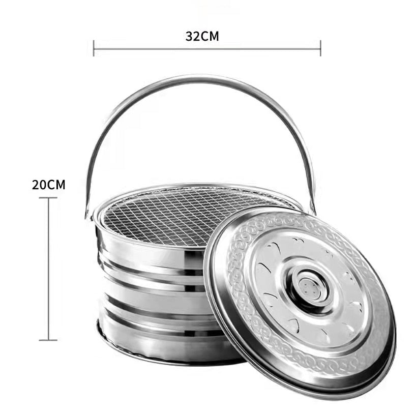Portable Charcoal Grill Stainless Steel Compact Quick-Cooking