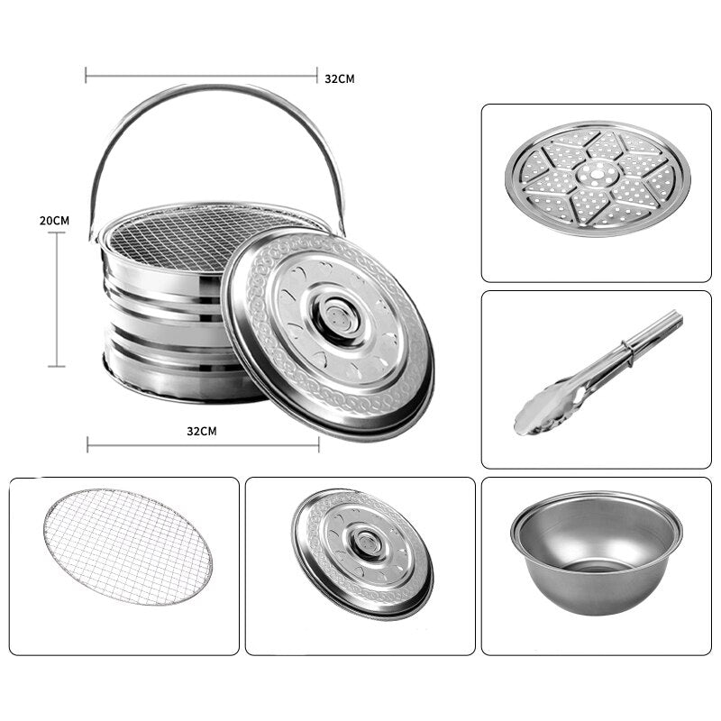 Portable Charcoal Grill Stainless Steel Compact Quick-Cooking