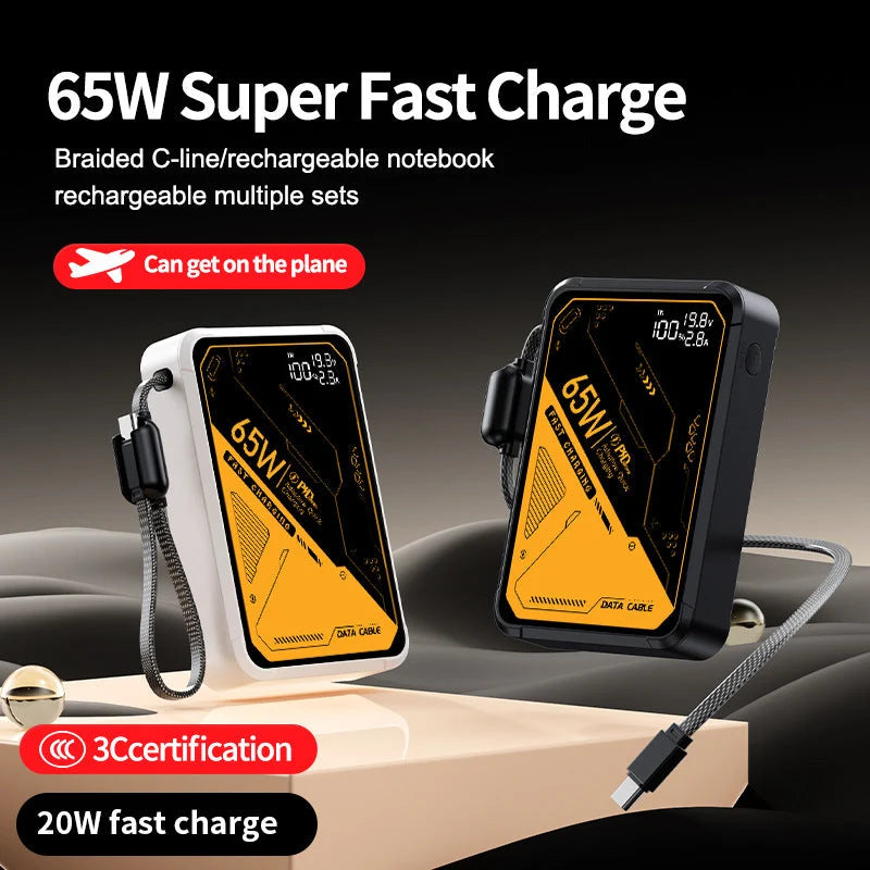 Portable Charger 65W USB-C Dual Ports & Digital Display