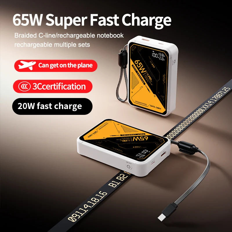 Portable Charger 65W USB-C Dual Ports & Digital Display