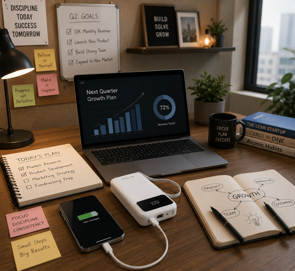 Portable Charger Fast Charging USB-C & USB-A LED Indicator