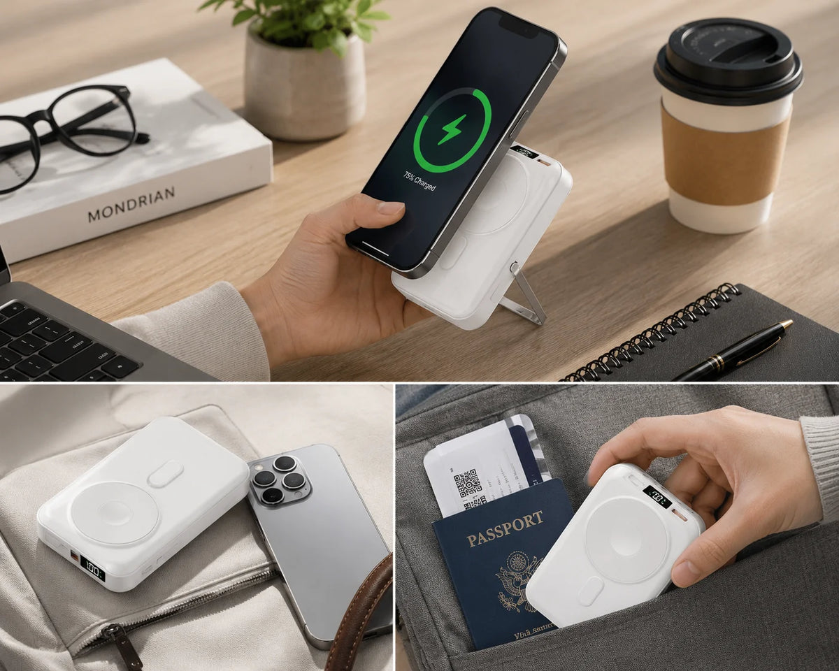 Portable Charger Foldable Stand Digital LED Display