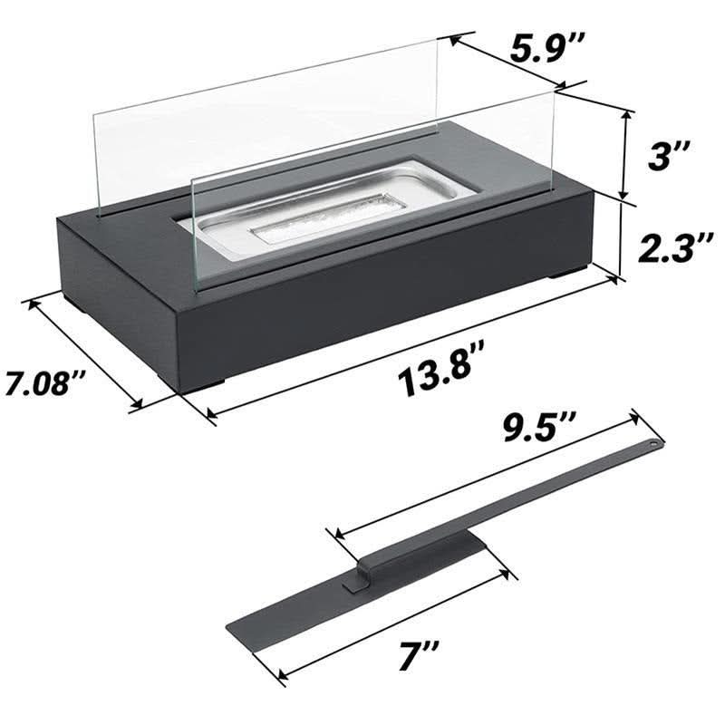 Portable Clean-Burning Bioethanol Tempered Glass & Steel Tabletop Fireplace