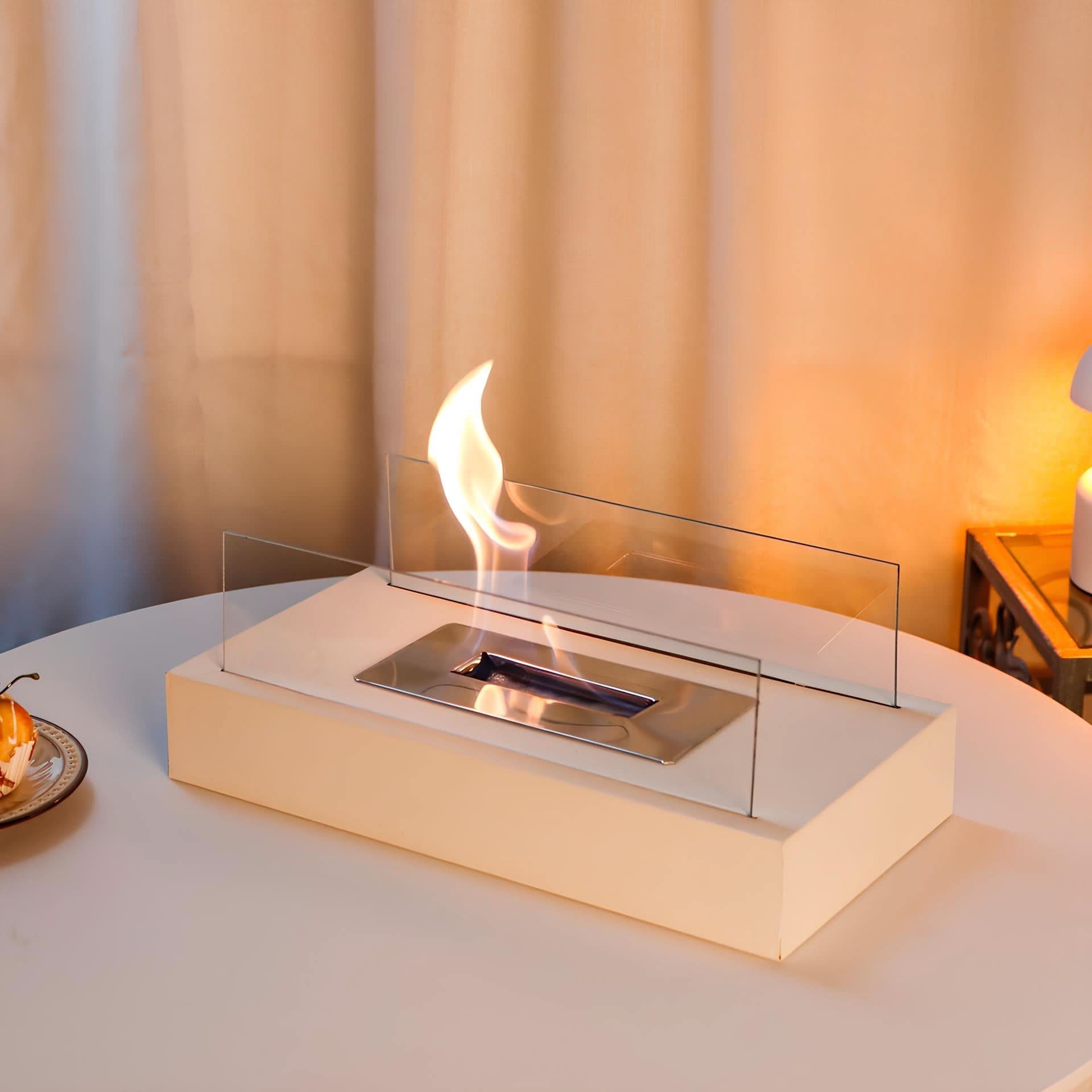 Portable Clean-Burning Bioethanol Tempered Glass & Steel Tabletop Fireplace