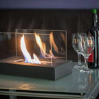 Portable Clean-Burning Bioethanol Tempered Glass & Steel Tabletop Fireplace