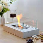 Portable Clean-Burning Bioethanol Tempered Glass & Steel Tabletop Fireplace