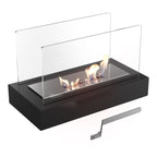 Portable Clean-Burning Bioethanol Tempered Glass & Steel Tabletop Fireplace