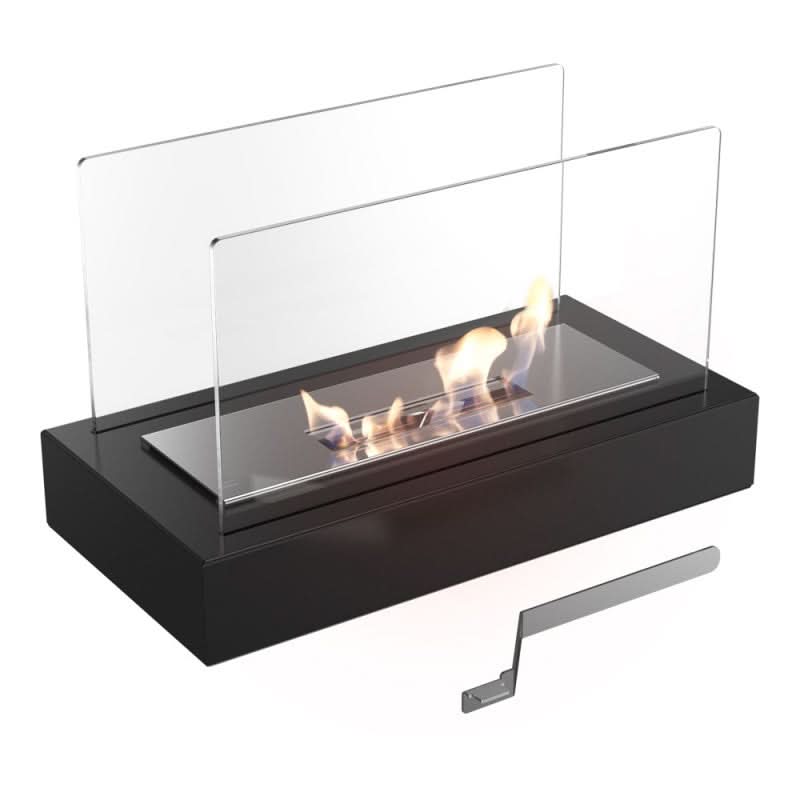 Portable Clean-Burning Bioethanol Tempered Glass & Steel Tabletop Fireplace