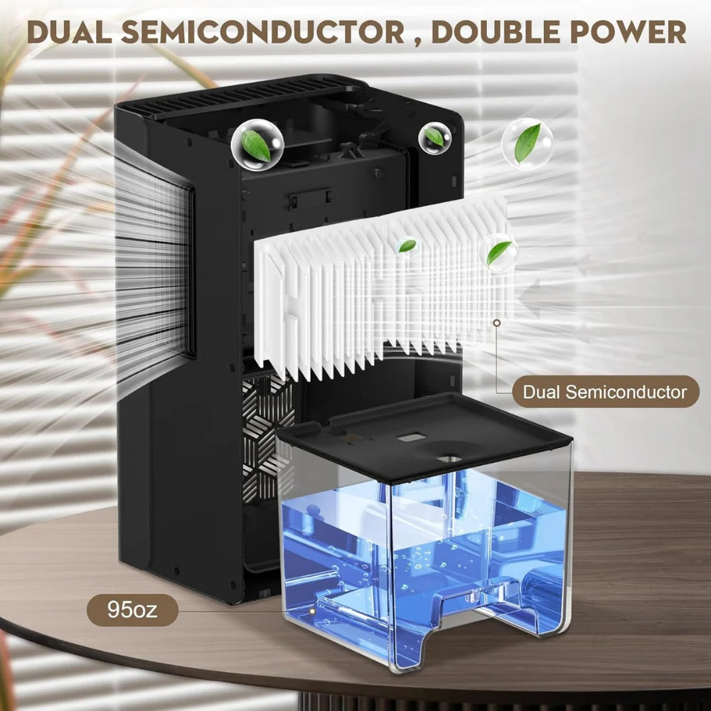 Portable Dehumidifier Ultra-Quiet Compact Removable Tank