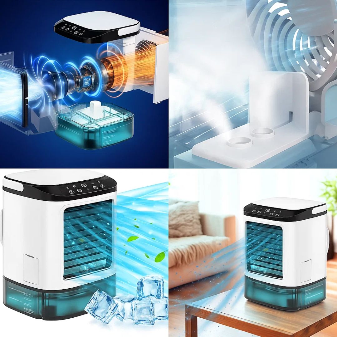 Portable Evaporative Cooler Quiet 12W Fan & 900ml Tank