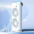 Portable Fan Dual Head Oscillating Misting USB Rechargeable