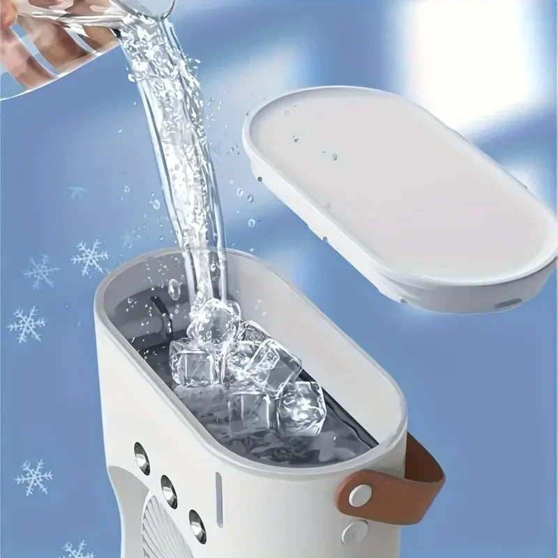 Portable Fan Dual Head Oscillating Misting USB Rechargeable