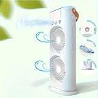 Portable Fan Dual Head Oscillating Misting USB Rechargeable
