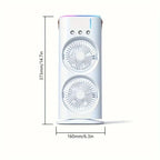 Portable Fan Dual Head Oscillating Misting USB Rechargeable