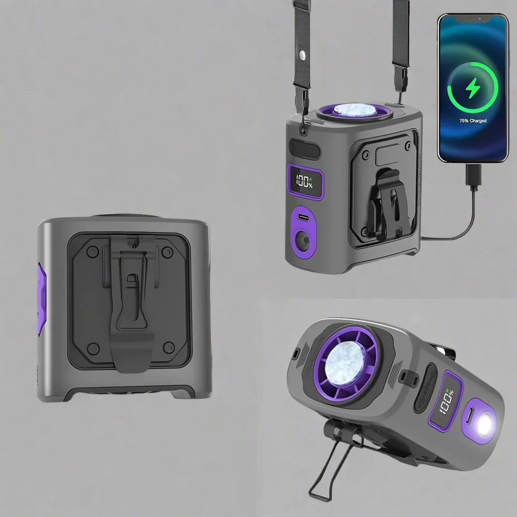 Portable Fan Wearable Clip-On 8000mAh Power Bank