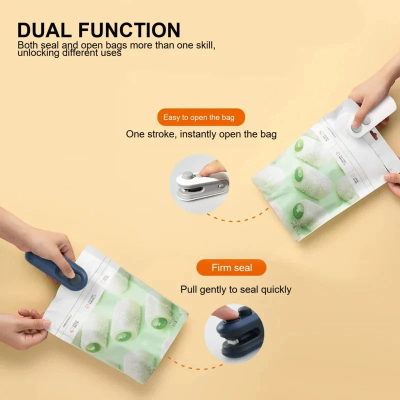 Portable Heat Sealer USB-C Rechargeable Magnetic Cutter Blade