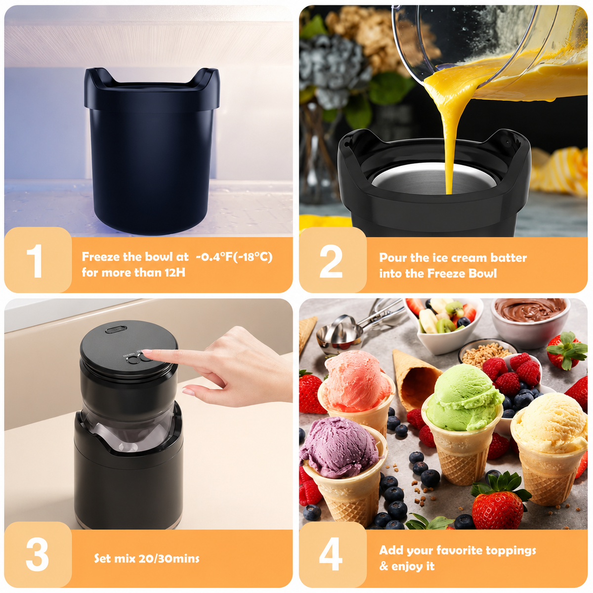 Portable Ice Cream Maker Fully Automatic 550ml