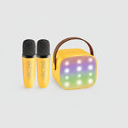 Portable Karaoke Machine Bluetooth Two Wireless Mics LED Lights