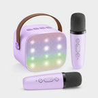 Portable Karaoke Machine Bluetooth Two Wireless Mics LED Lights