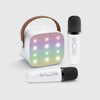 Portable Karaoke Machine Bluetooth Two Wireless Mics LED Lights