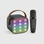 Portable Karaoke Machine Bluetooth Two Wireless Mics LED Lights