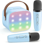 Portable Karaoke Machine Bluetooth Two Wireless Mics LED Lights