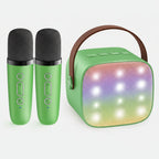 Portable Karaoke Machine Bluetooth Two Wireless Mics LED Lights