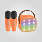 Portable Karaoke Machine Bluetooth Two Wireless Mics LED Lights
