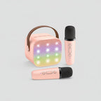Portable Karaoke Machine Bluetooth Two Wireless Mics LED Lights