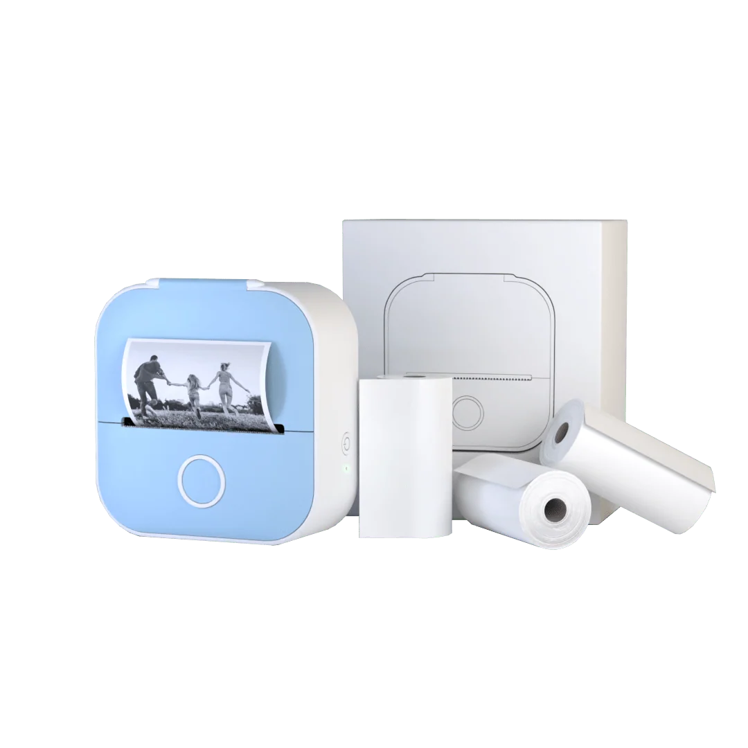 Portable Mini Printer Bluetooth Rechargeable Sticker Rolls