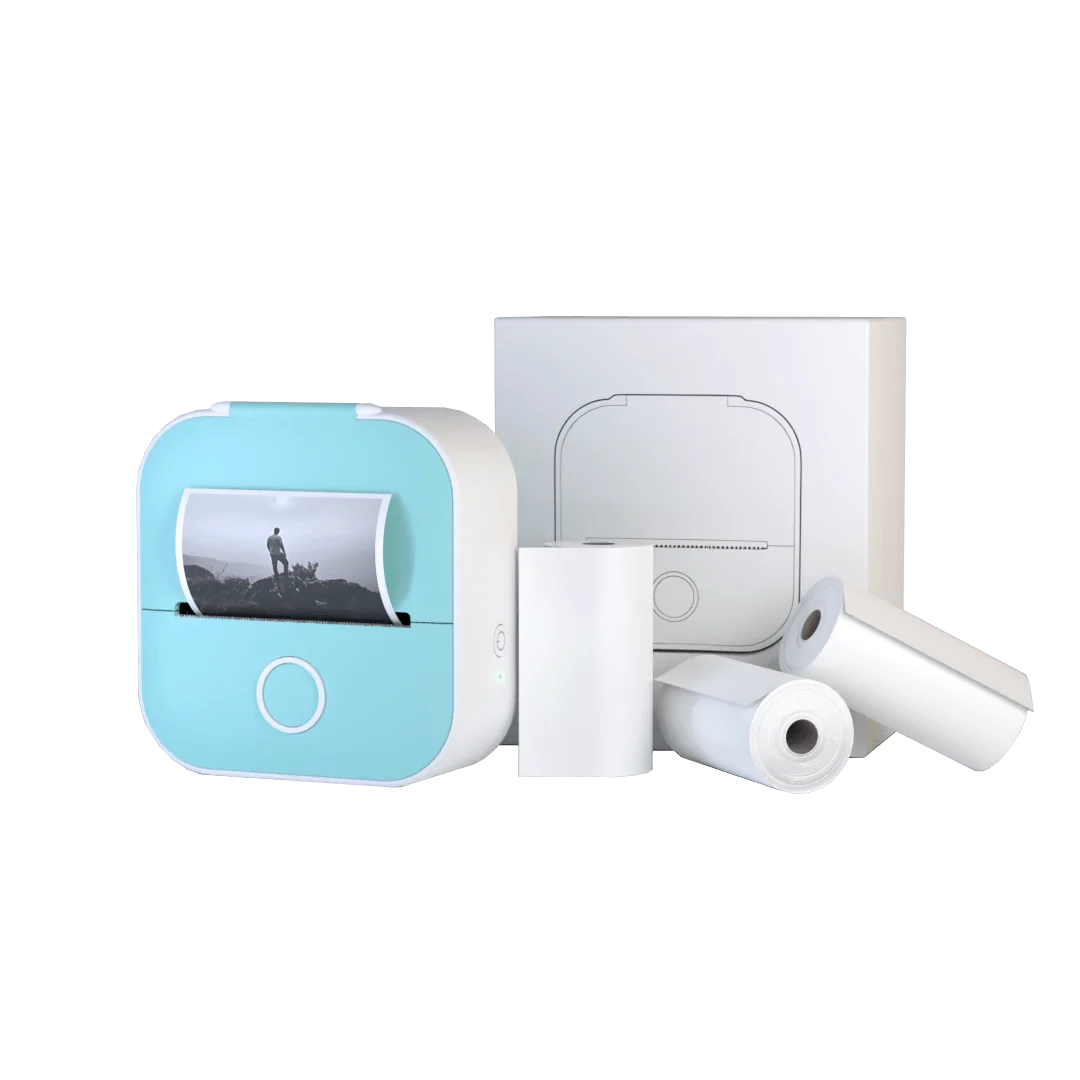 Portable Mini Printer Bluetooth Rechargeable Sticker Rolls