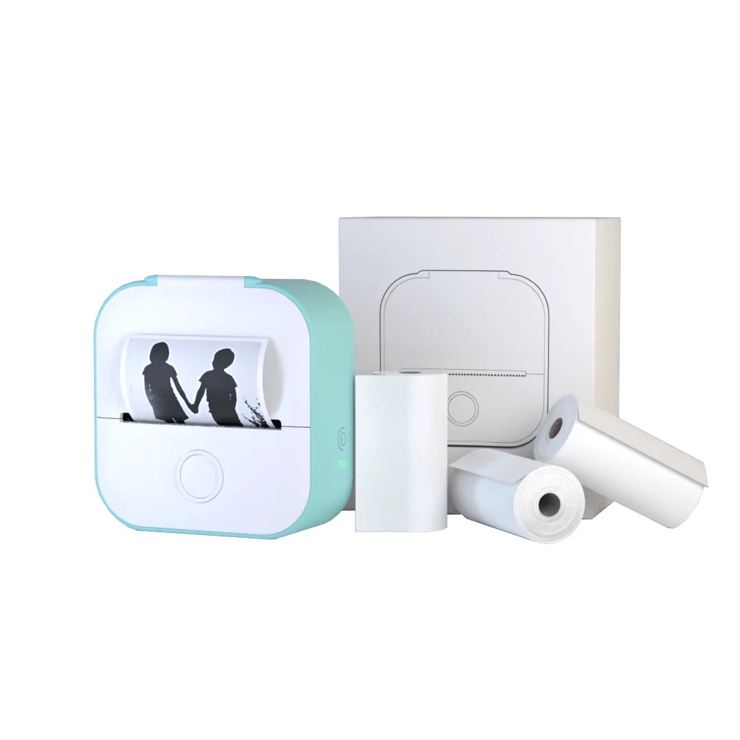 Portable Mini Printer Bluetooth Rechargeable Sticker Rolls