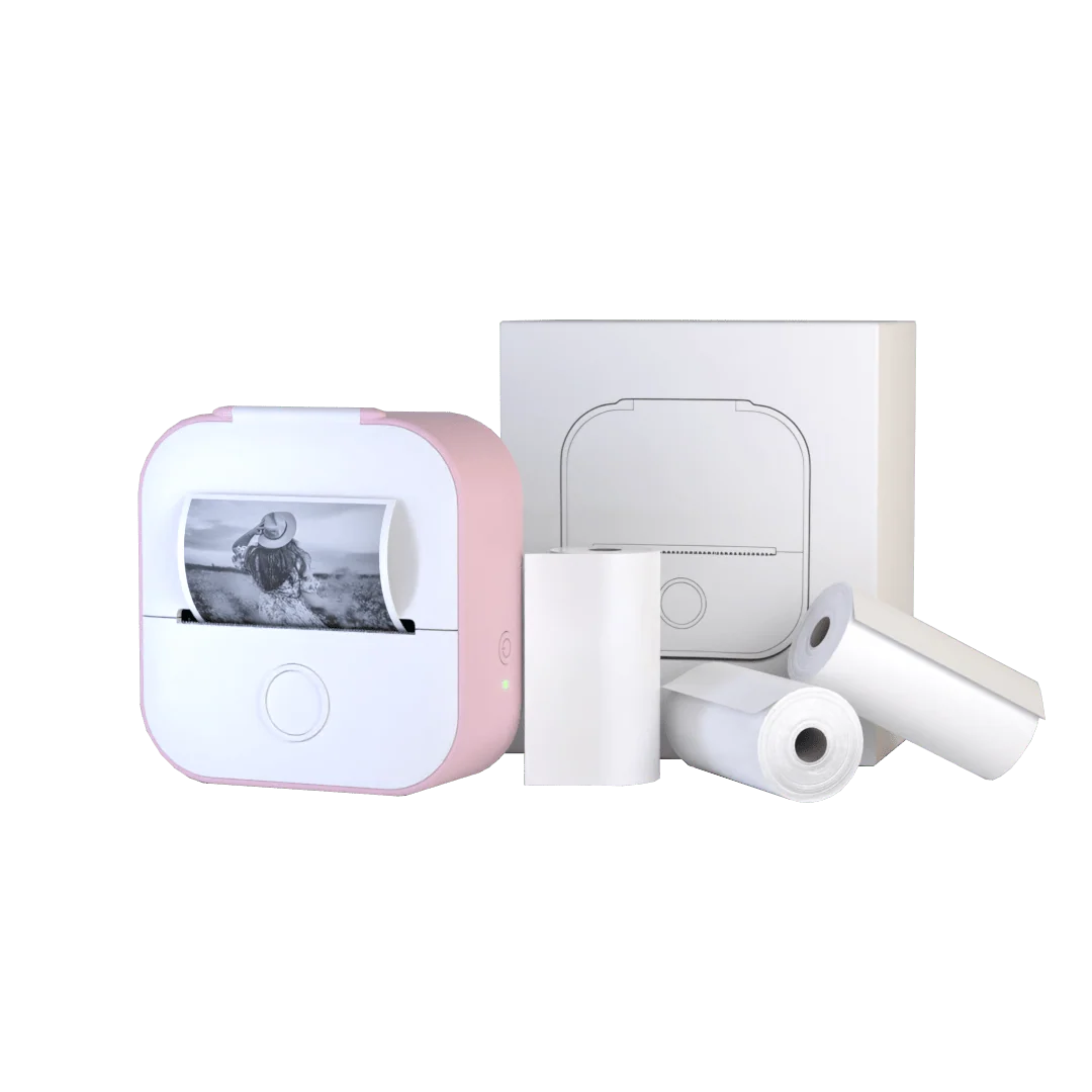 Portable Mini Printer Bluetooth Rechargeable Sticker Rolls