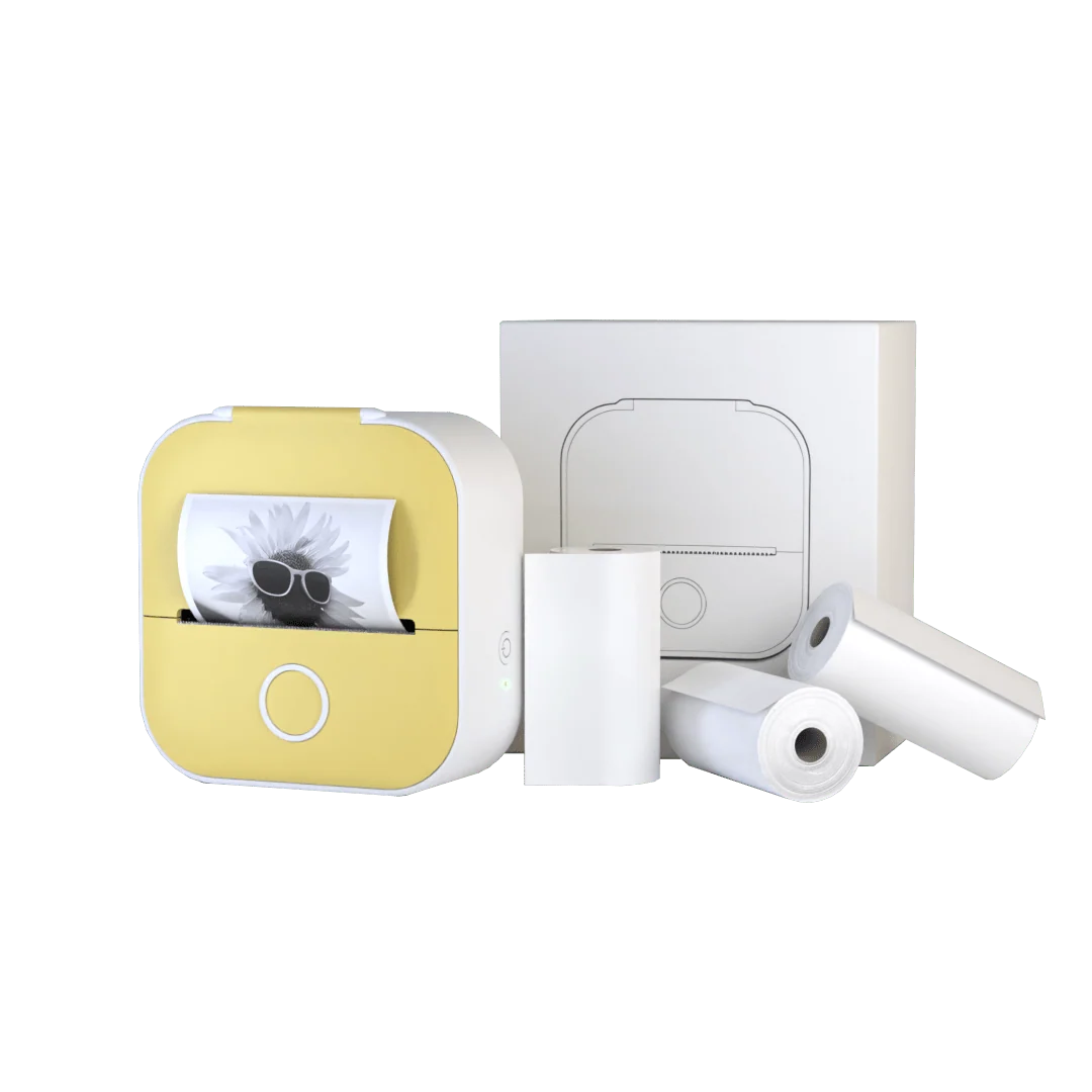 Portable Mini Printer Bluetooth Rechargeable Sticker Rolls
